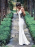 Backless Mermaid Satin Appliques White Prom Dresses LBQ3247